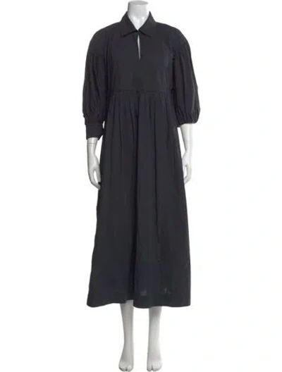 Pre-owned Lee Mathews Long Dress In Gray