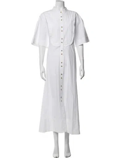 Pre-owned Lee Mathews Long Dress In White