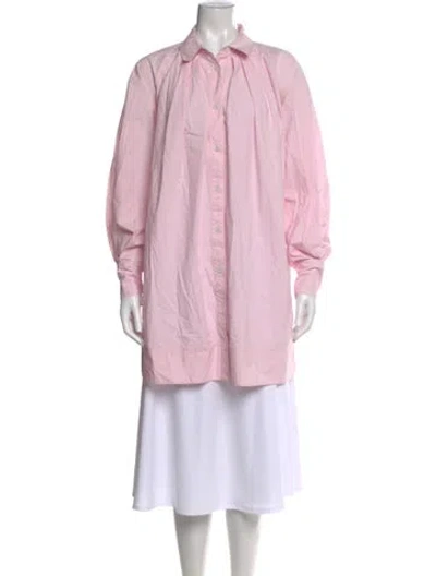 Pre-owned Lee Mathews Long Sleeve Button-up Top In Pink