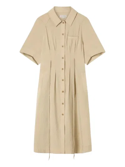 Lee Mathews Maggie Shirt Midi Dress In Neutral