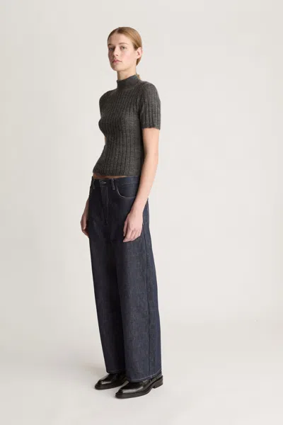 Lee Mathews Maya Ribbed Tee In Gray