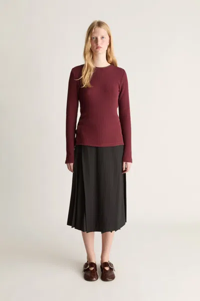 Lee Mathews Mickey Crewneck Ls Top In Sangria