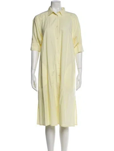 Pre-owned Lee Mathews Midi Length Dress In Yellow