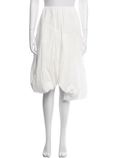 Pre-owned Lee Mathews Midi Length Skirt In White