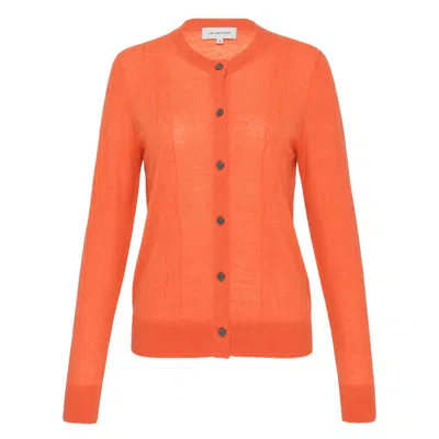 Lee Mathews Mila Cable Knit Cardigan In Orange