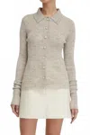 Lee Mathews Mila Ribbed Cardigan In Hazel In Gray