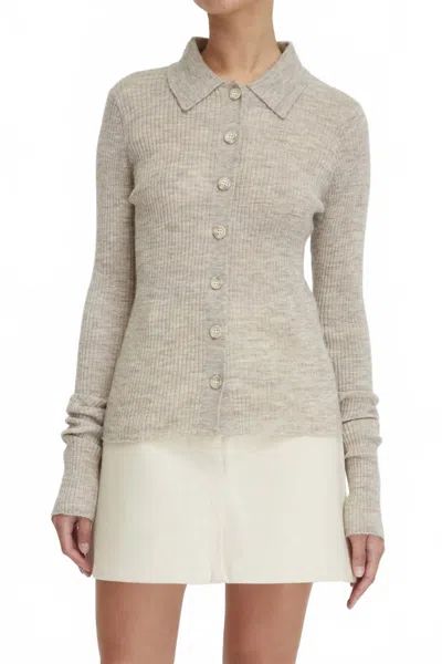 LEE MATHEWS MILA RIBBED CARDIGAN IN HAZEL