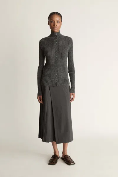 Lee Mathews Mila Turtleneck Cardigan In Gray
