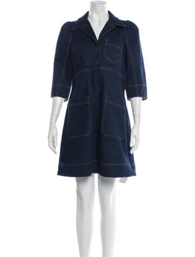 Pre-owned Lee Mathews Mini Dress In Blue