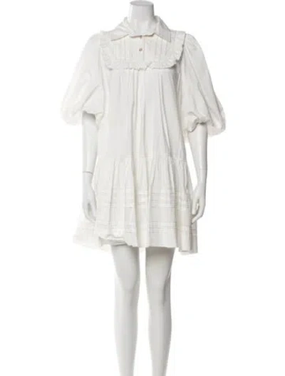 Pre-owned Lee Mathews Mini Dress In White