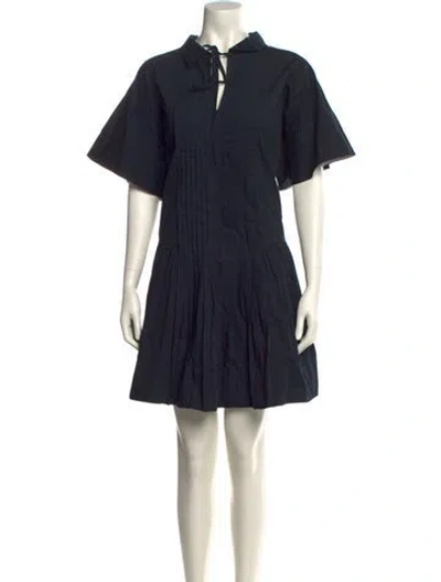 Pre-owned Lee Mathews Mock Neck Mini Dress In Black