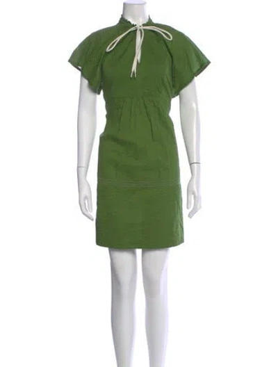 Pre-owned Lee Mathews Mock Neck Mini Dress In Green