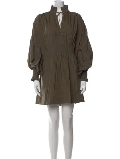Pre-owned Lee Mathews Mock Neck Mini Dress In Green