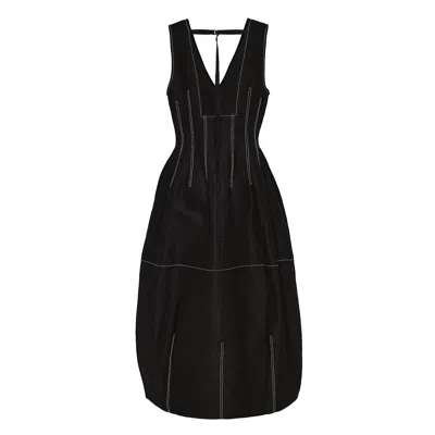 Lee Mathews Morgan V Neck Dress In Black