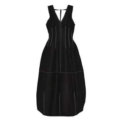 Lee Mathews Morgan V Neck Dress In Black