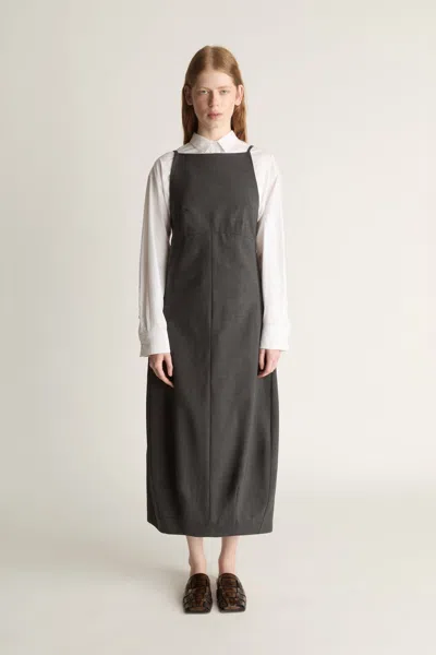 Lee Mathews Myles Wool Apron Dress In Gray