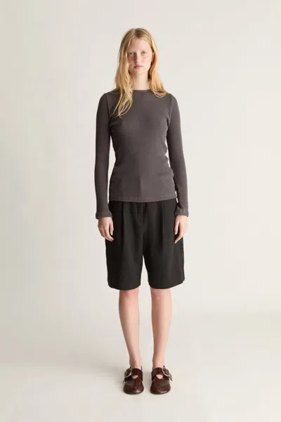 Lee Mathews Myles Wool Satin Stripe Short In Black