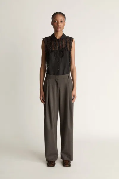 Lee Mathews Myles Wool Tailored Pant In Brown