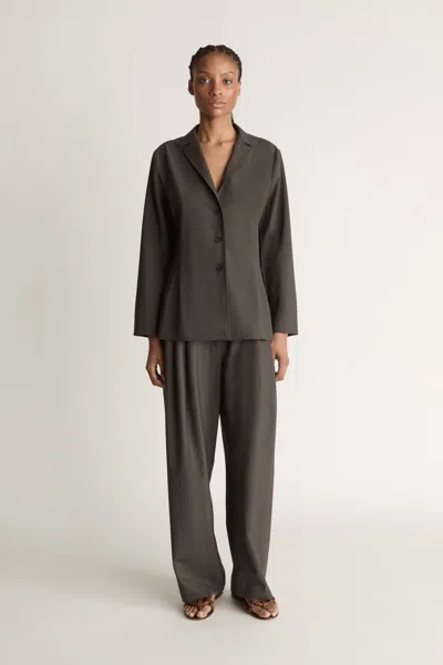Lee Mathews Myles Wool Tailored Shirt In Brown