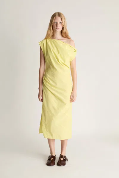 Lee Mathews Nina Silk Twist Dress In Citrus