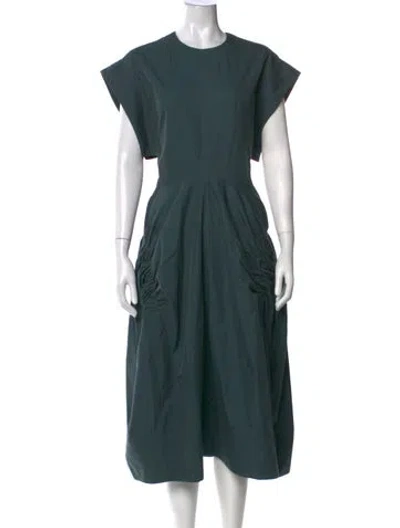 Pre-owned Lee Mathews Nylon Midi Length Dress In Green