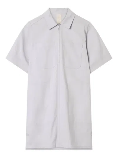 Lee Mathews Patch-pocket Half-zip Mini Dress In White