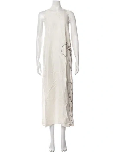 Pre-owned Lee Mathews Patterned Long Dress In Neutrals