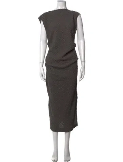 Pre-owned Lee Mathews Patterned Long Dress W/ Tags In Gray