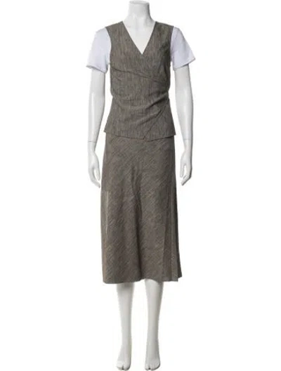 Pre-owned Lee Mathews Patterned Skirt Set In Brown