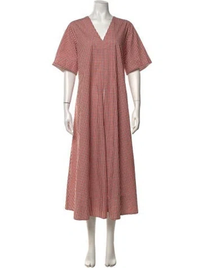 Pre-owned Lee Mathews Plaid Print Long Dress In Multicolor