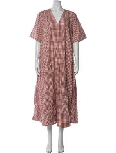 Pre-owned Lee Mathews Plaid Print Long Dress W/ Tags In Multicolor