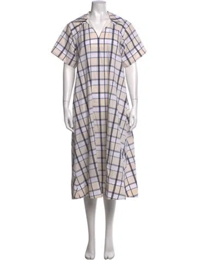 Pre-owned Lee Mathews Plaid Print Midi Length Dress In Multicolor