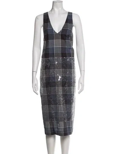 Pre-owned Lee Mathews Plaid Print Midi Length Dress In Multicolor
