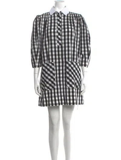 Pre-owned Lee Mathews Plaid Print Mini Dress In Black