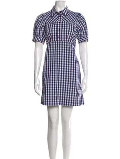 Pre-owned Lee Mathews Plaid Print Mini Dress In Blue