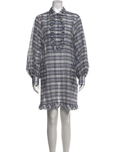 Pre-owned Lee Mathews Plaid Print Mini Dress In Grey