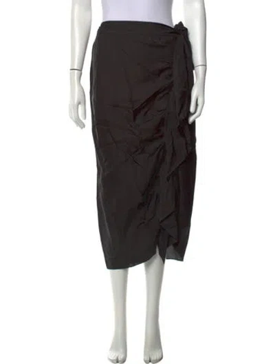 Pre-owned Lee Mathews Pleated Accents Midi Length Skirt In Black
