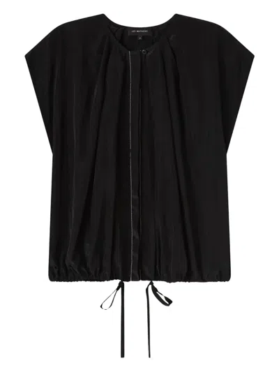 Lee Mathews Pleated Drawstring Top In Black