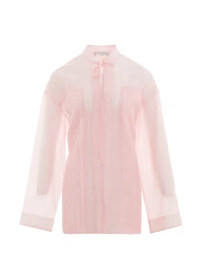 Lee Mathews Pleated Semi-sheer Blouse In Pink