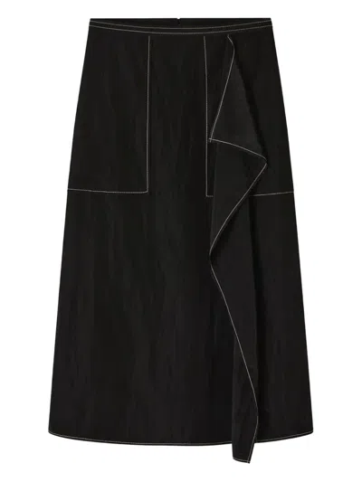 Lee Mathews Pocket Ruffle-embellished Skirt In Black
