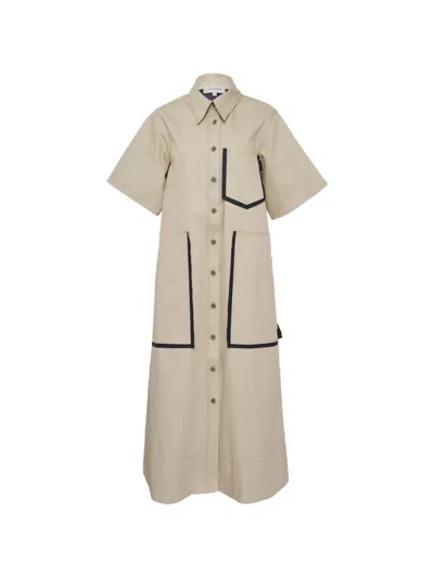 Lee Mathews Pocket Shirt Dress In Brown