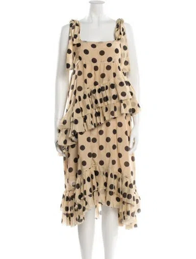 Pre-owned Lee Mathews Polka Dot Print Midi Length Dress