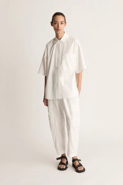 Lee Mathews Poplin Short Sleeve Shirt In White