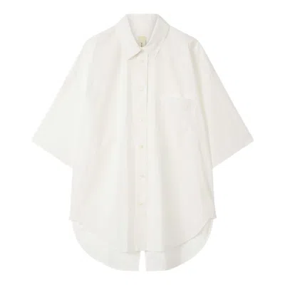 Lee Mathews Poplin Short Sleeve Shirt In White