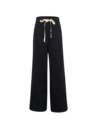 Lee Mathews Poplin Wide-leg Palazzo Pants In Black