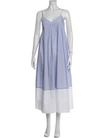 Pre-owned Lee Mathews Printed Midi Length Dress In Blue