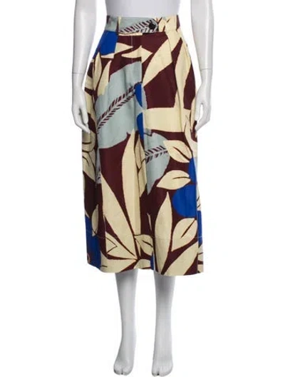 Pre-owned Lee Mathews Printed Midi Length Skirt In Brown