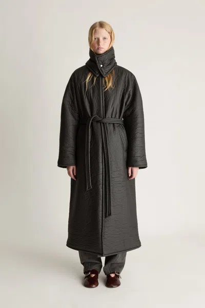 Lee Mathews Puff Raglan Coat In Black