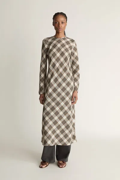 Lee Mathews Rowan Ls Dress In Brown