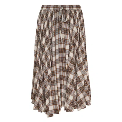 Lee Mathews Rowan Pleat Skirt In Brown